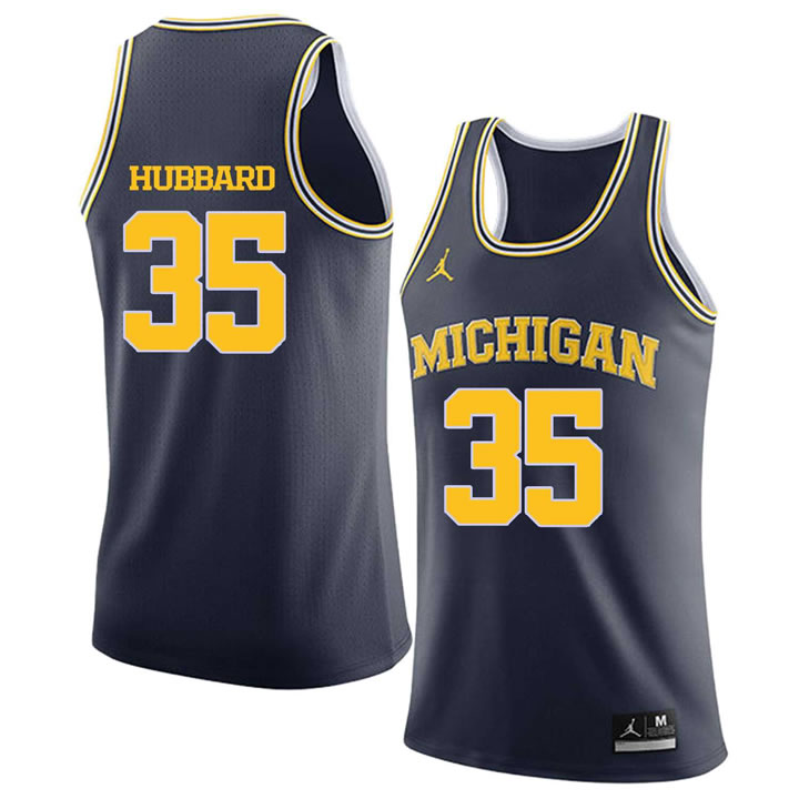 University of Michigan #35 Phil Hubbard Navy College Basketball Jersey